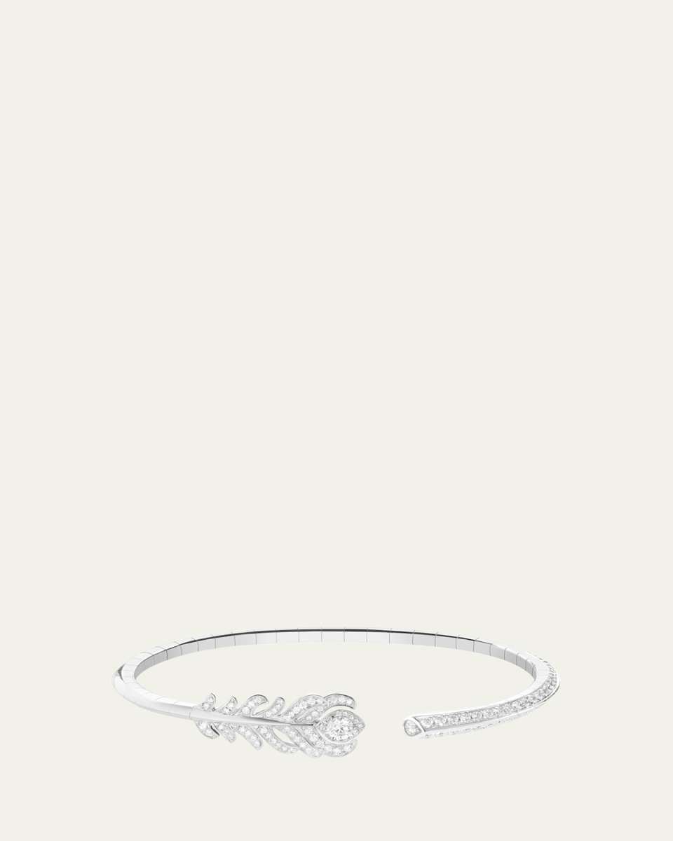 18K White Gold Plume de Paon Diamond Bracelet